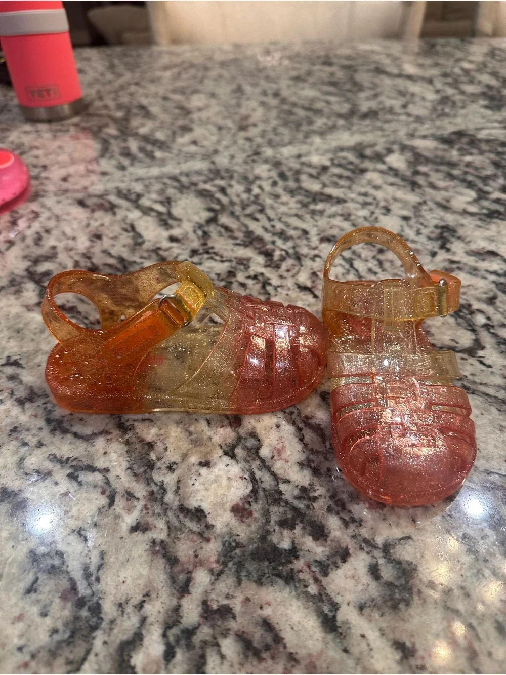 Oshkosh Kids Glitter Jelly Sandals - Orange/Gold/Pink